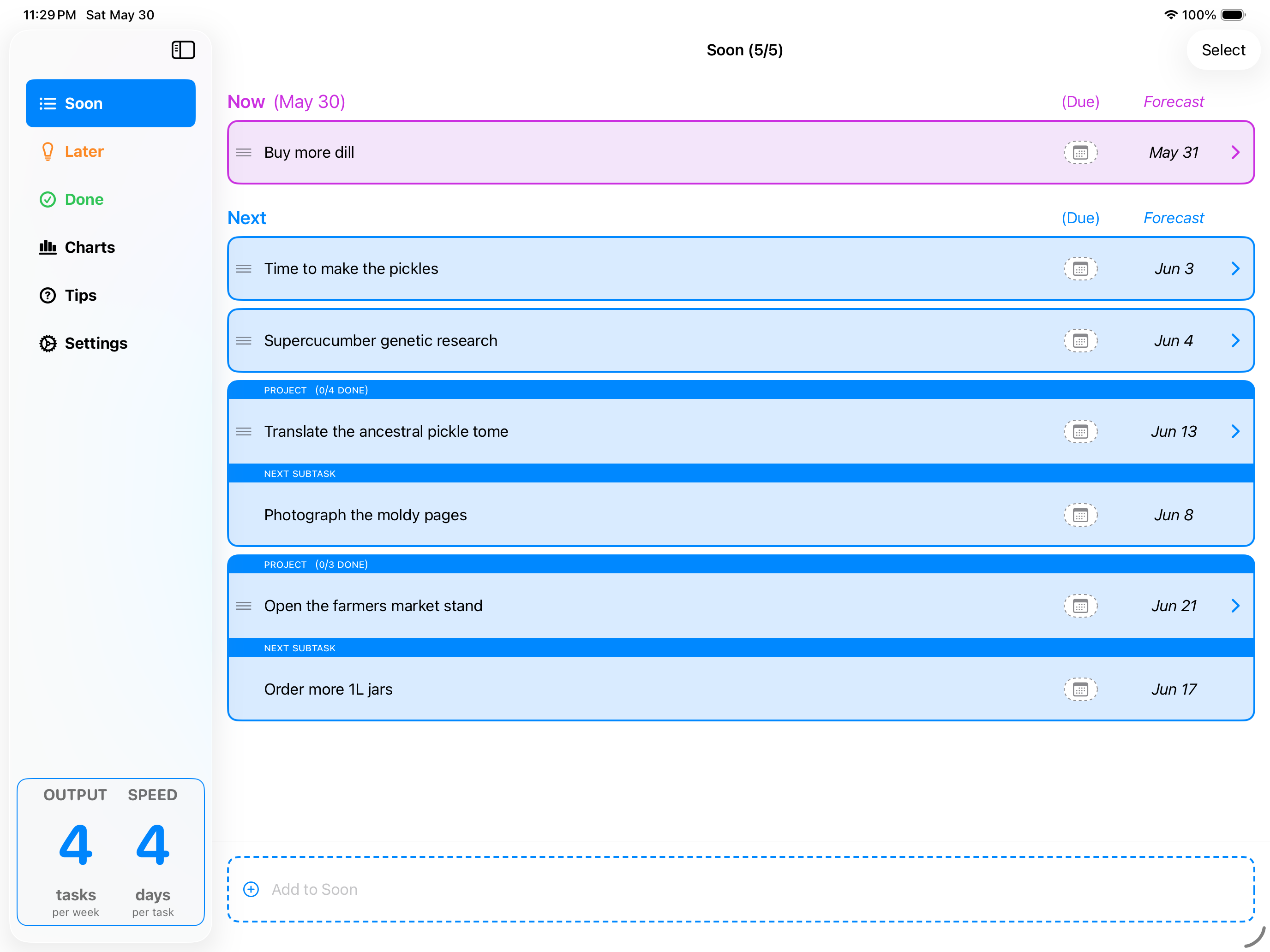 Soonwise on iPad